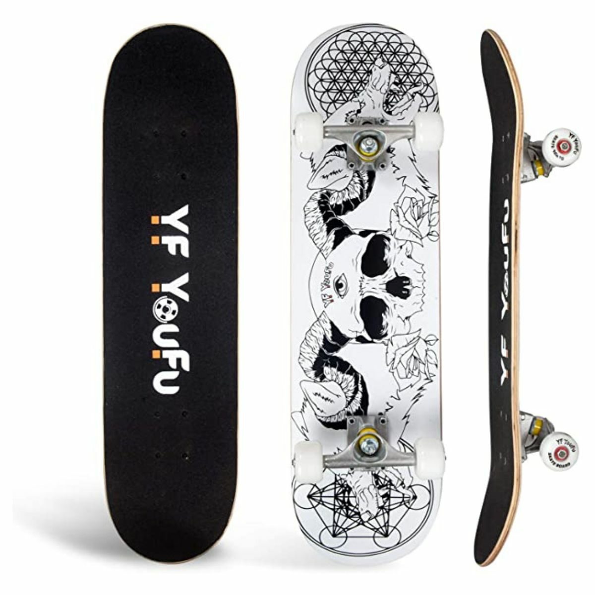 One-Eyed Horned Skull Skateboard