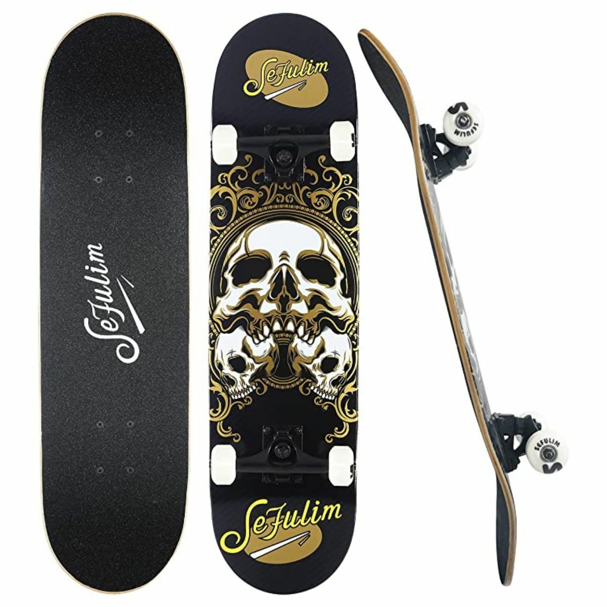 Vintage Goth Skulls Skateboard
