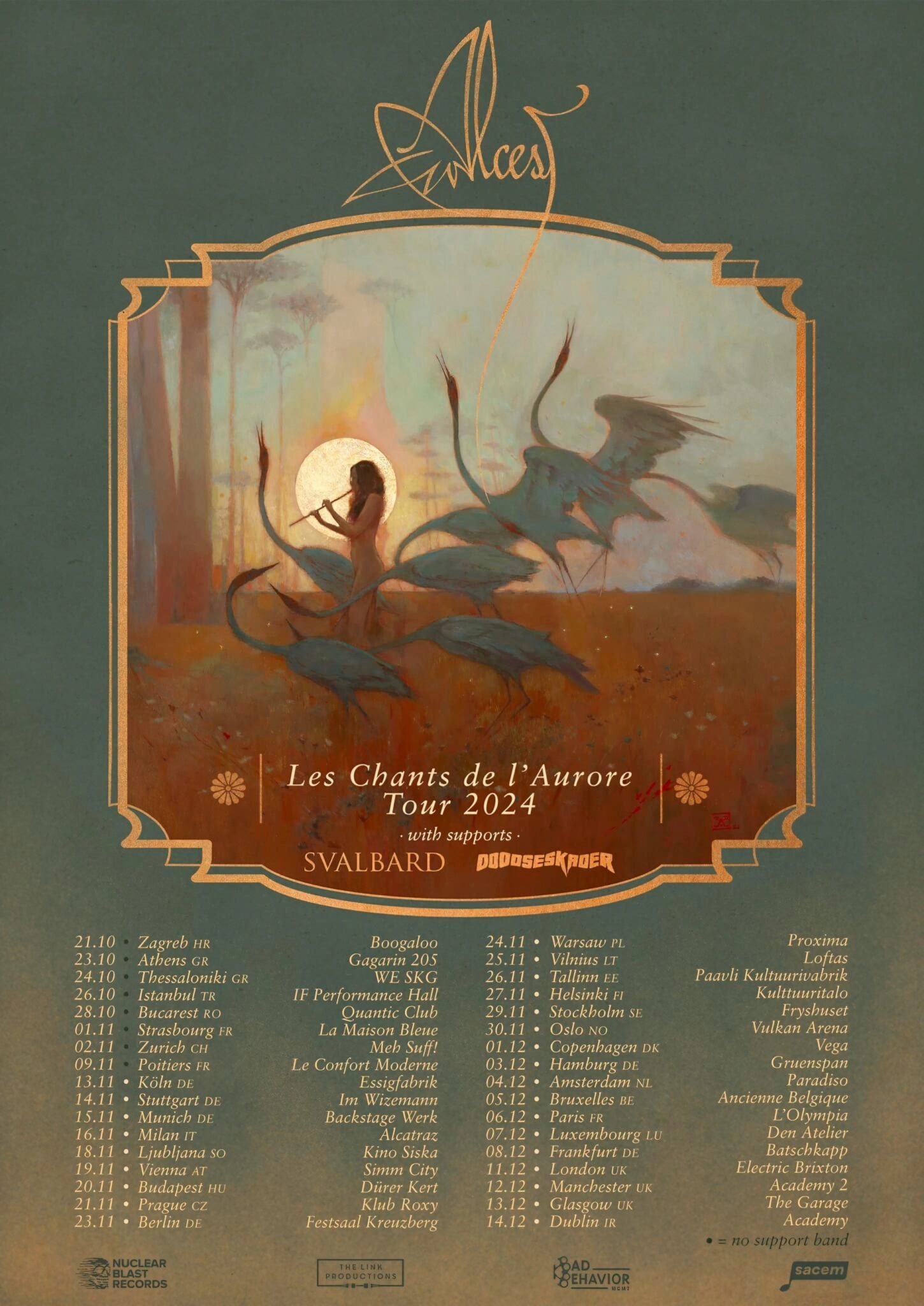 Official Alcest’s Les Chants de l'Aurore Tour 2024 Poster