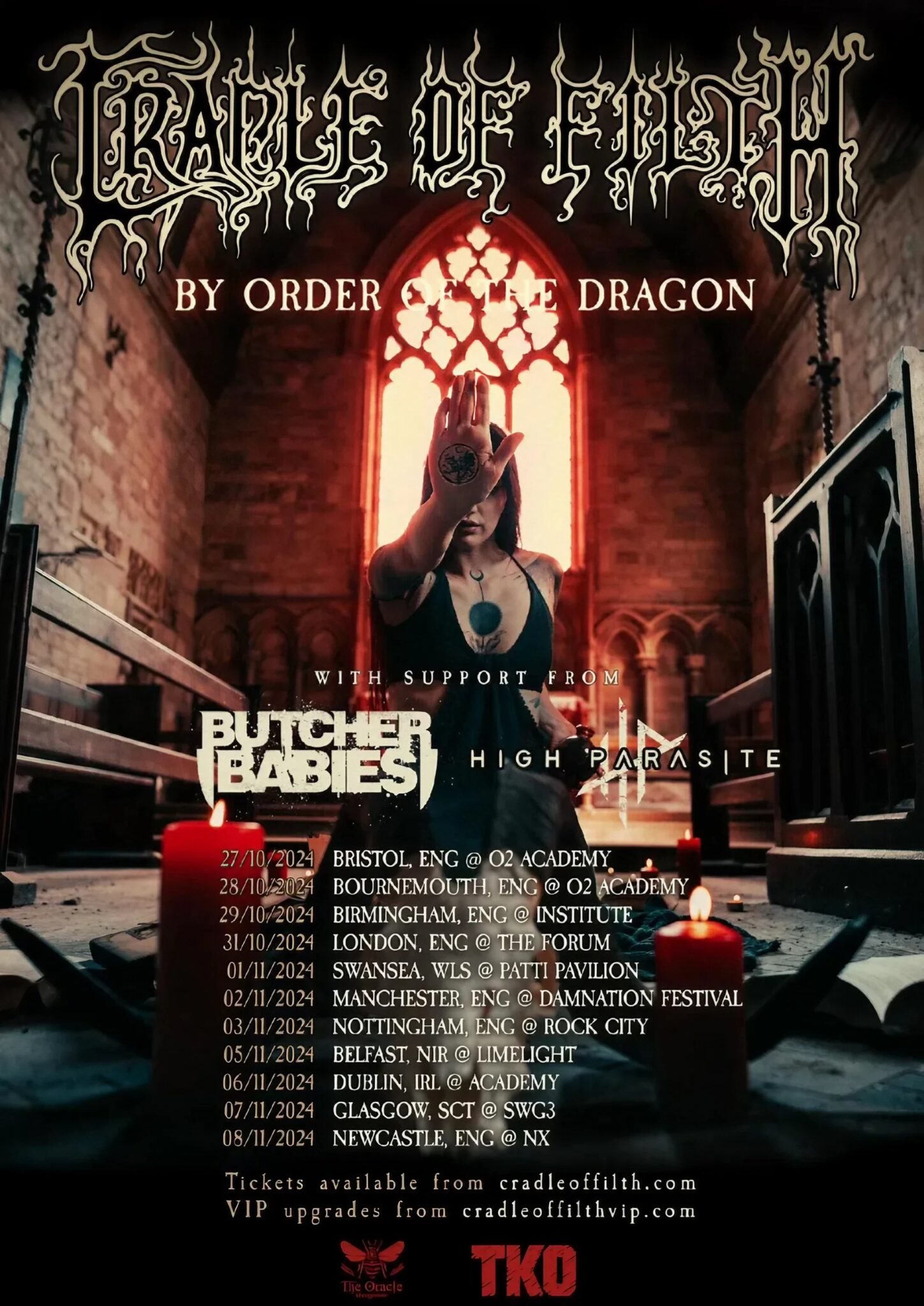 Official Cradle of Filth’s By Order of the Dragon 2024 Tour Poster