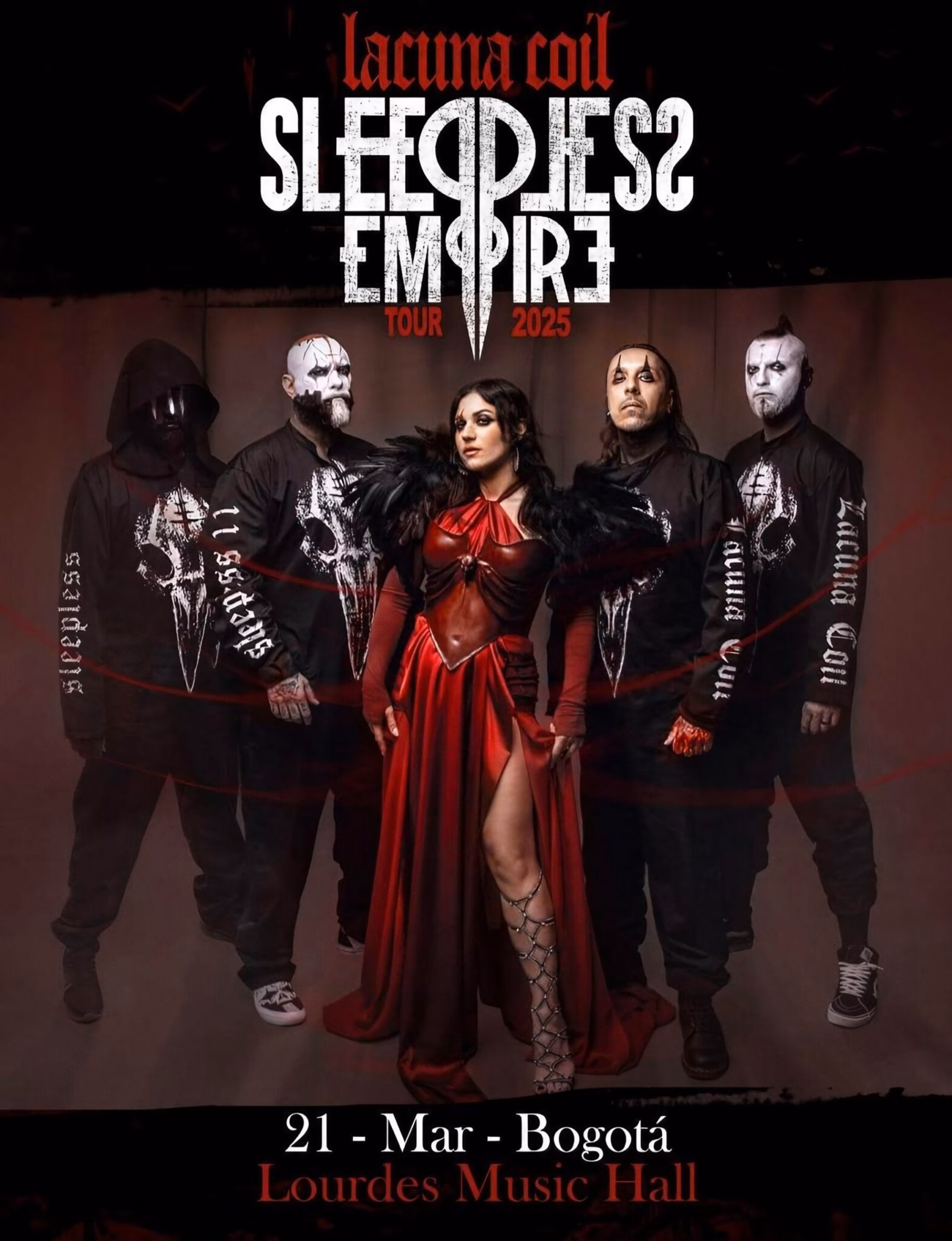 Official Lacuna Coil&rsquo;s Sleepless Empire Tour 2025 Poster