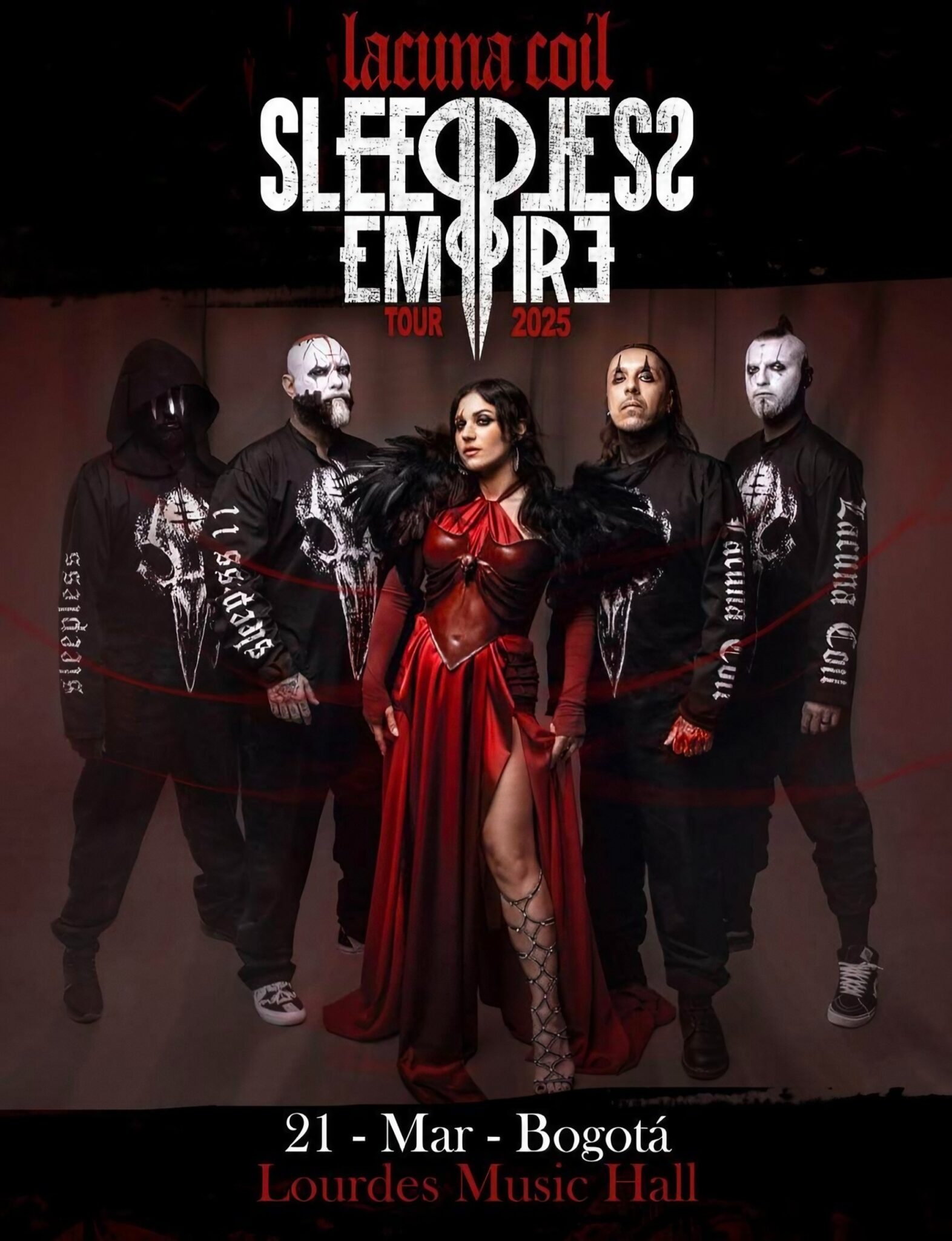 Official Lacuna Coil’s Sleepless Empire Tour 2025 Poster