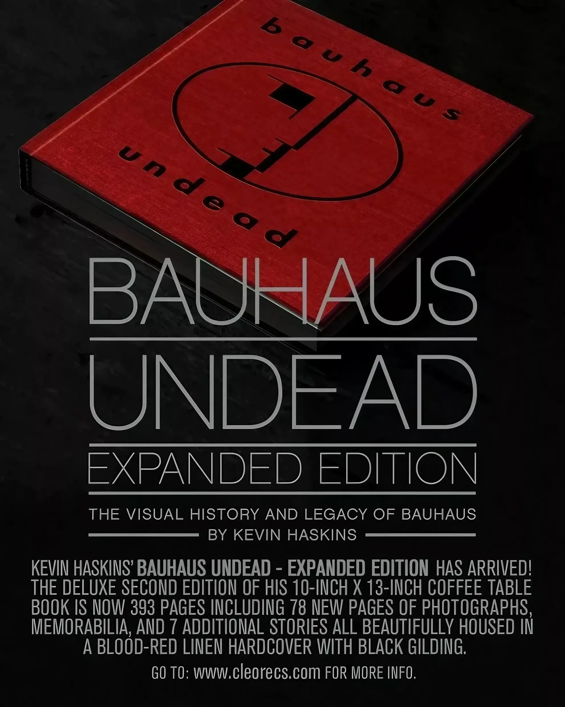 Cover of ‘Bauhaus Undead: Expanded Edition,’ a red linen hardcover book with black text and circular Bauhaus logo.