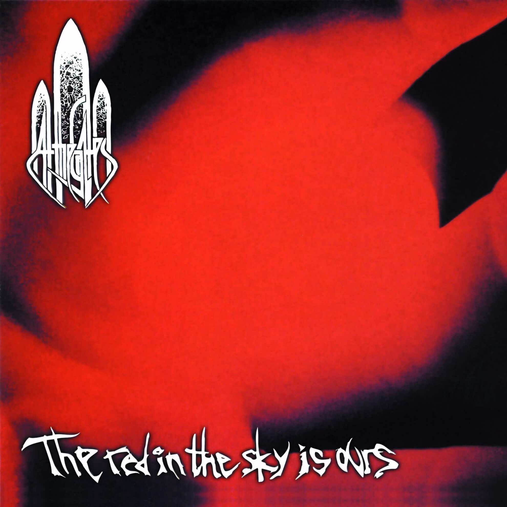 The album cover for At The Gates&rsquo; &lsquo;The Red in the Sky is Ours,&rsquo; which features the band's logo and the album title over an abstract red and black background.