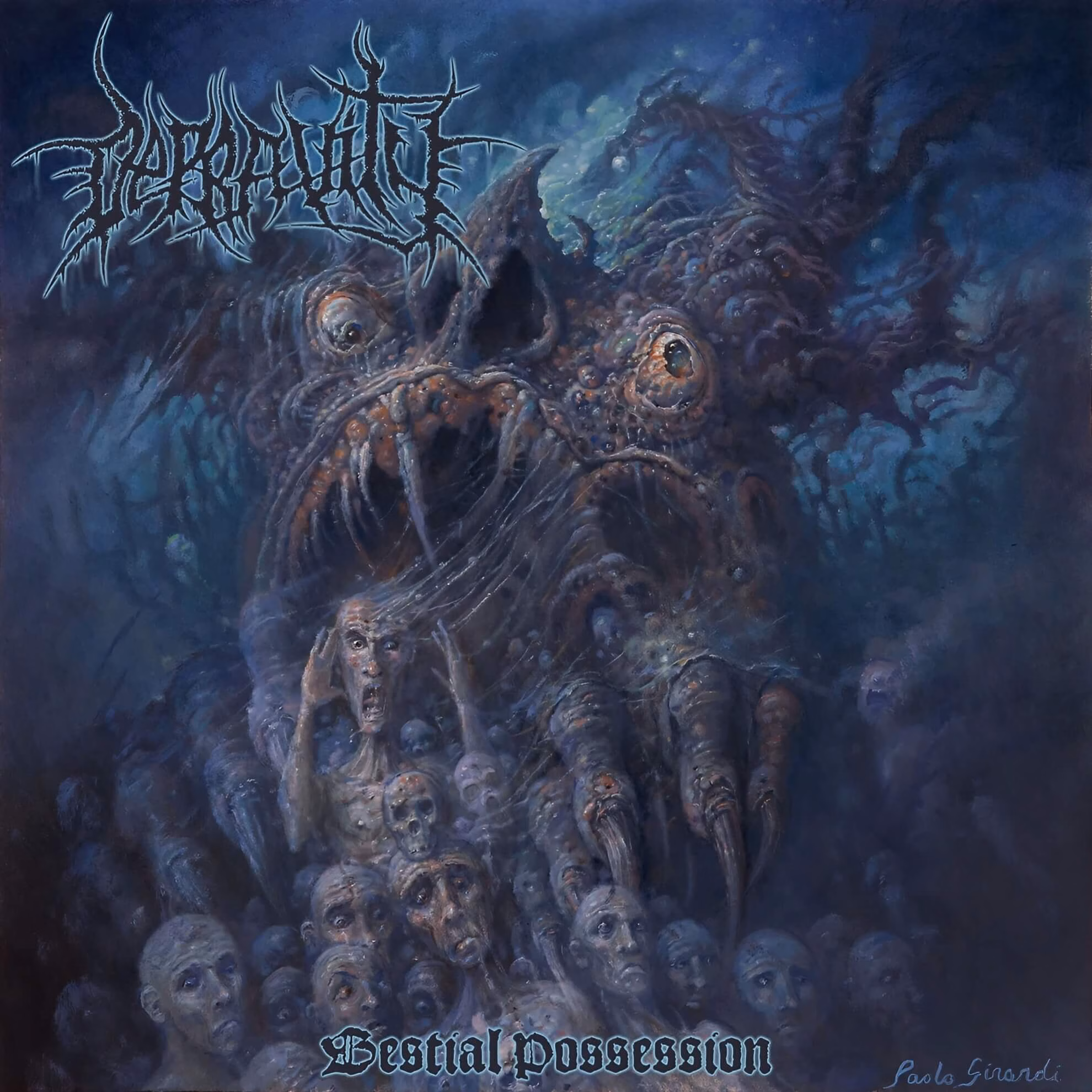 Depravity: The Return to Carnal Dominion with ‘Bestial Possession’ Album cover for ‘Bestial Possession.’ A monstrous creature with a clawed hand emerges from a mass of tormented human figures.