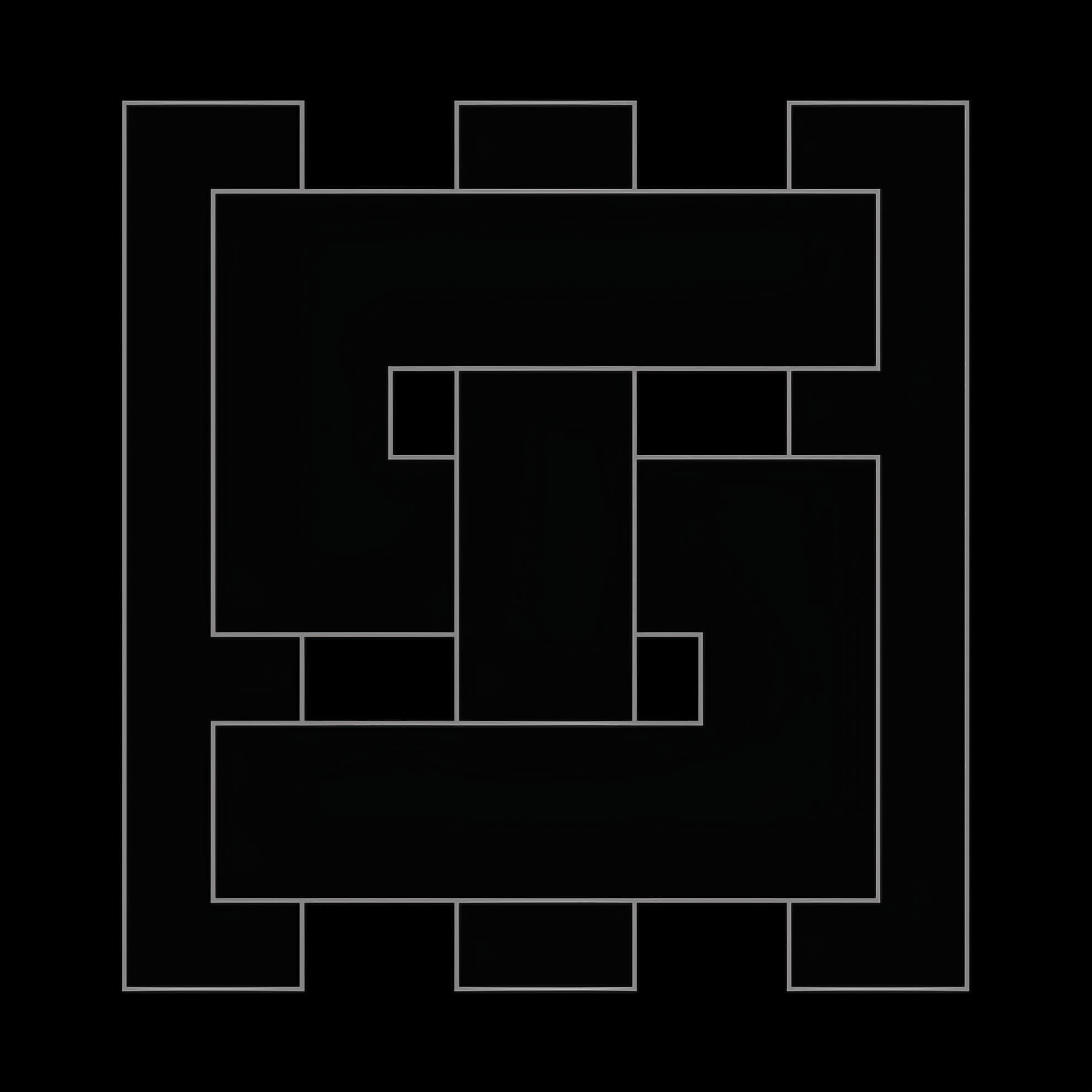 Single cover for ‘Black Matter Manifesto.’ A geometric, sigil-like design in gray lines on a black background.