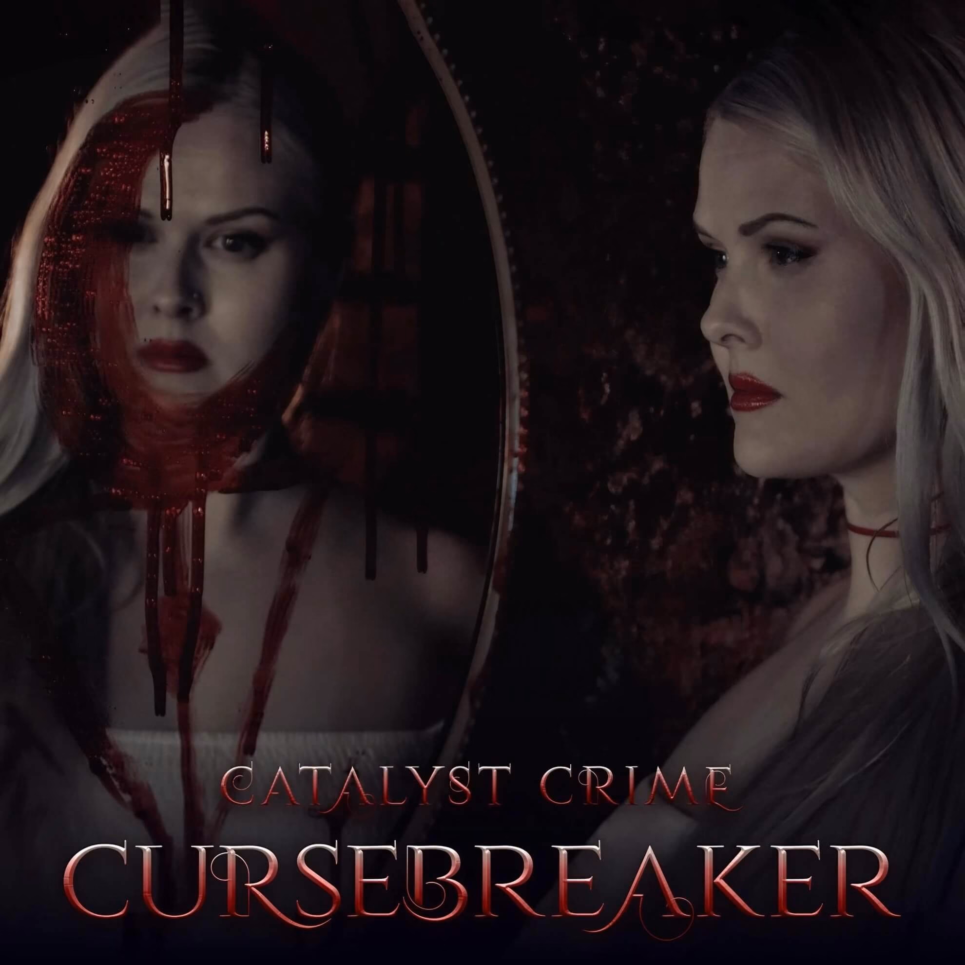 Catalyst Crime: ‘Cursebreaker,’ An Anthem of Defiance Born from Fire Single art for ‘Cursebreaker.’ A blonde woman in profile and her reflection in a dark, blood-streaked mirror.