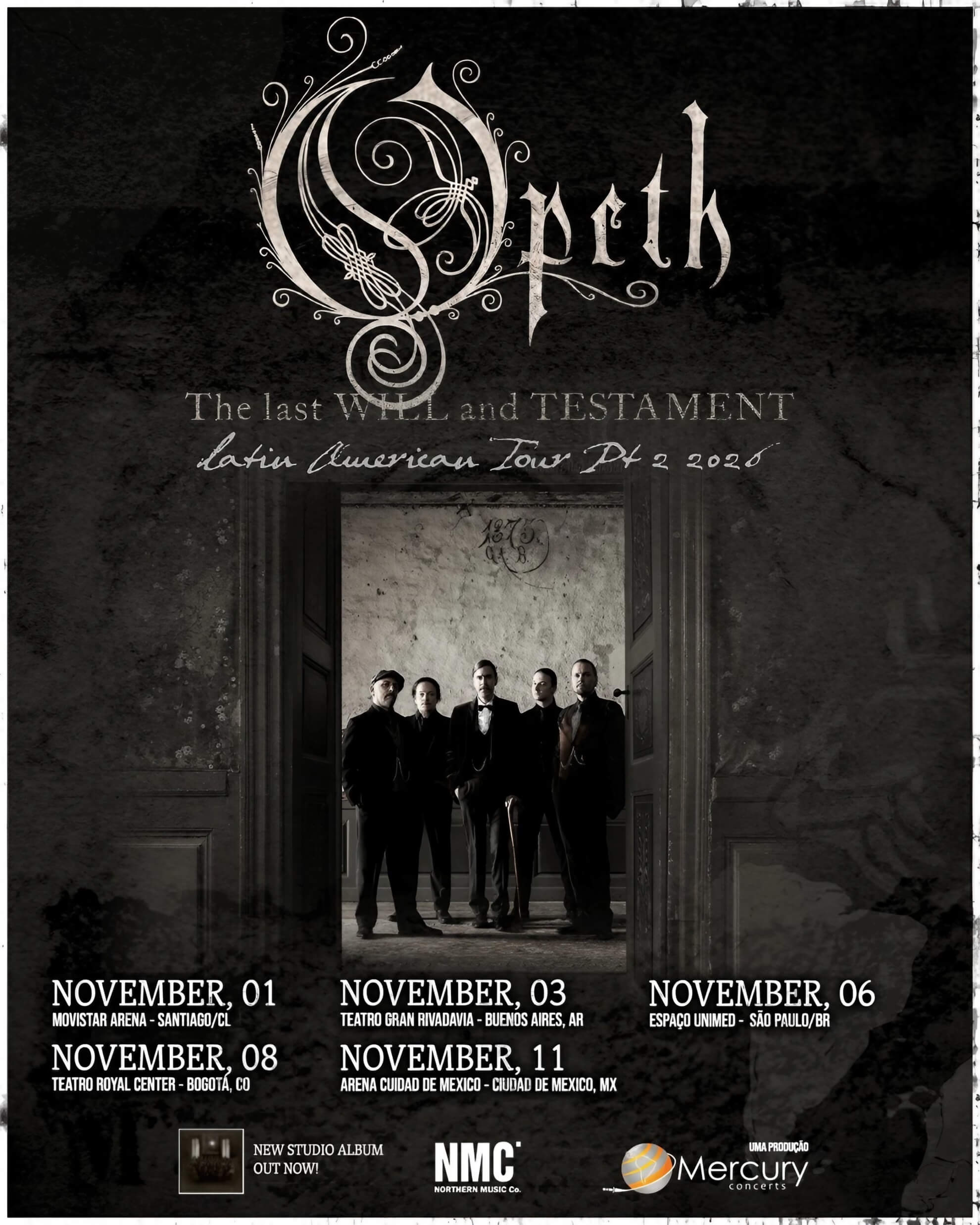 Opeth Engulfs Bogotá’s Teatro Royal Center this November The shadowy design of the poster mirrors the album’s gothic narrative.