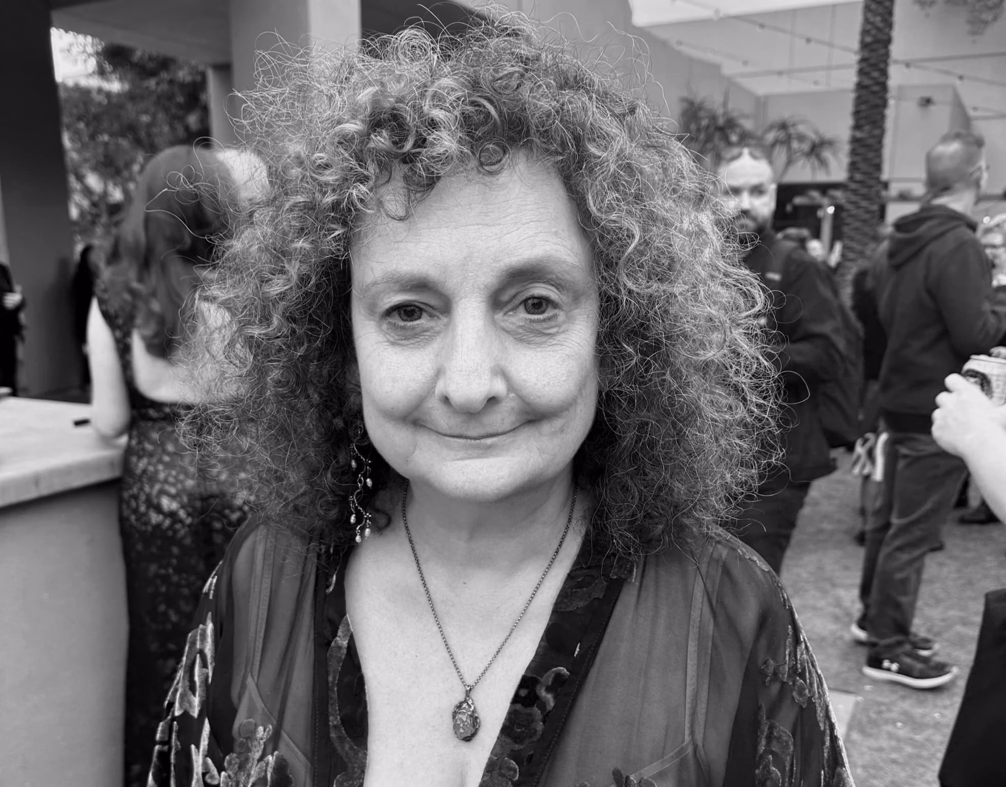 Ellen Datlow, editor of ‘Lovecraft’s Brood,’ photographed outdoors at a convention gathering.