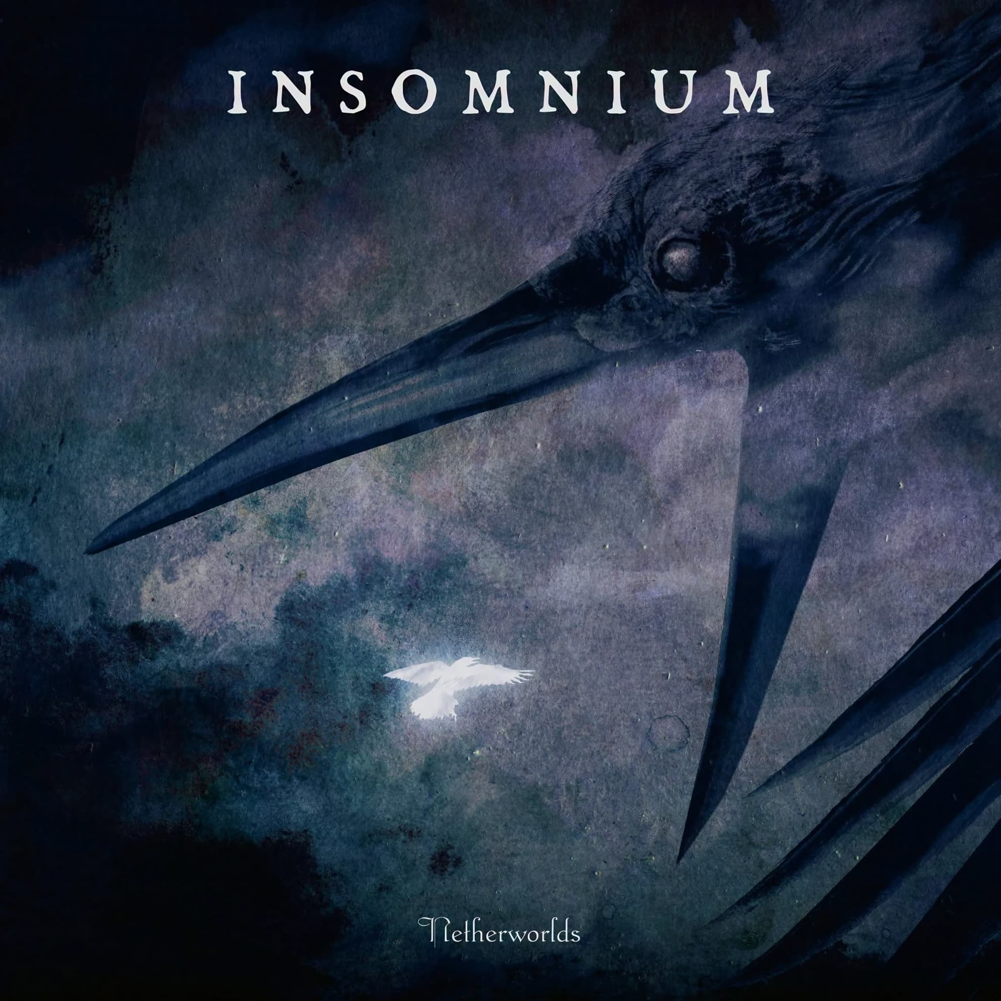 Insomnium Ready Their Tenth Album for the ‘Netherworlds’ Insomnium ‘Netherworlds’ album cover — a giant crow’s head and beak beside a small luminous white bird.