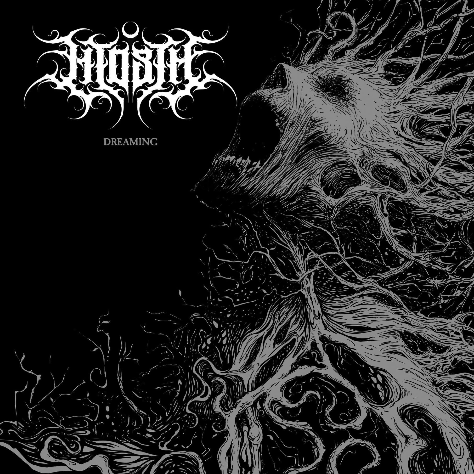 Litosth Turn Golgotha Into an Indictment on ‘Dreaming’ Litosth ‘Dreaming’ album cover: a wolf’s screaming face dissolving into root-like tendrils, black and gray.