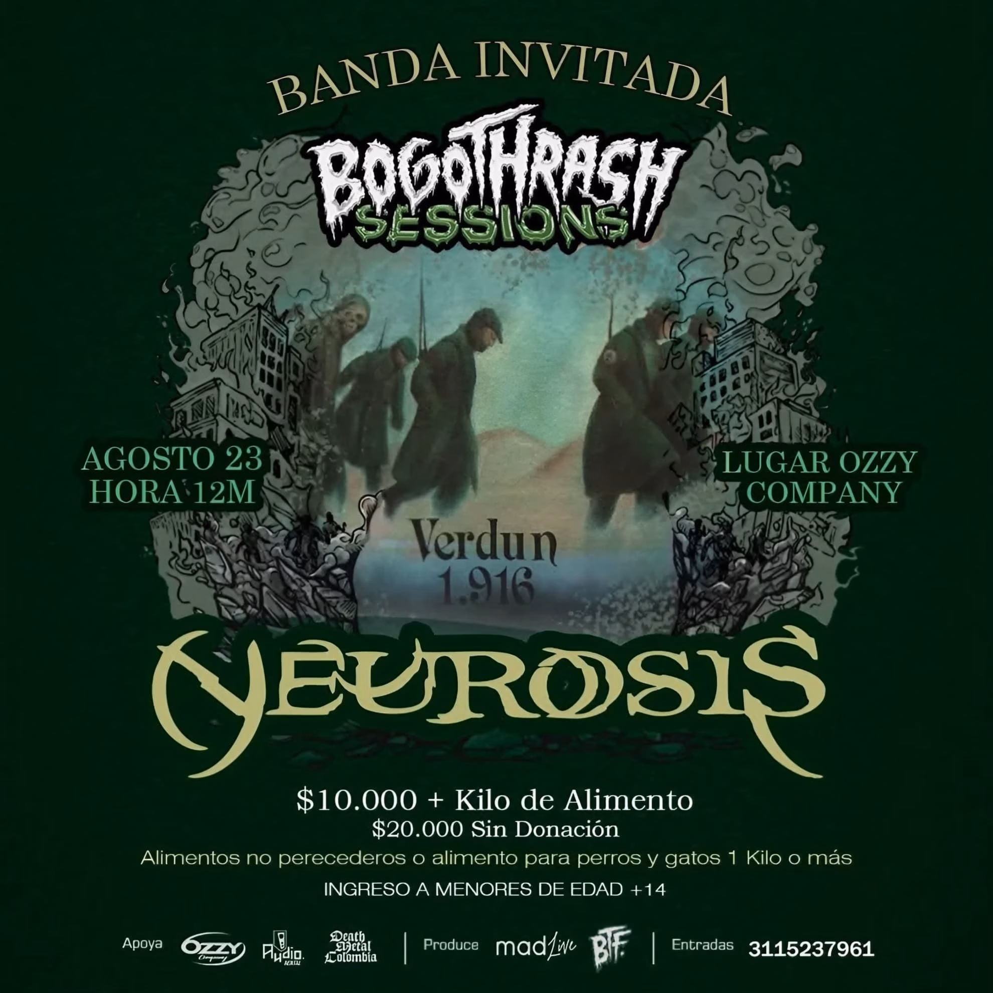 Neurosis Joins Bogothrash at Bogotá’s Ozzy Company Event poster for Neurosis’s August 23rd appearance at Bogothrash Sessions.