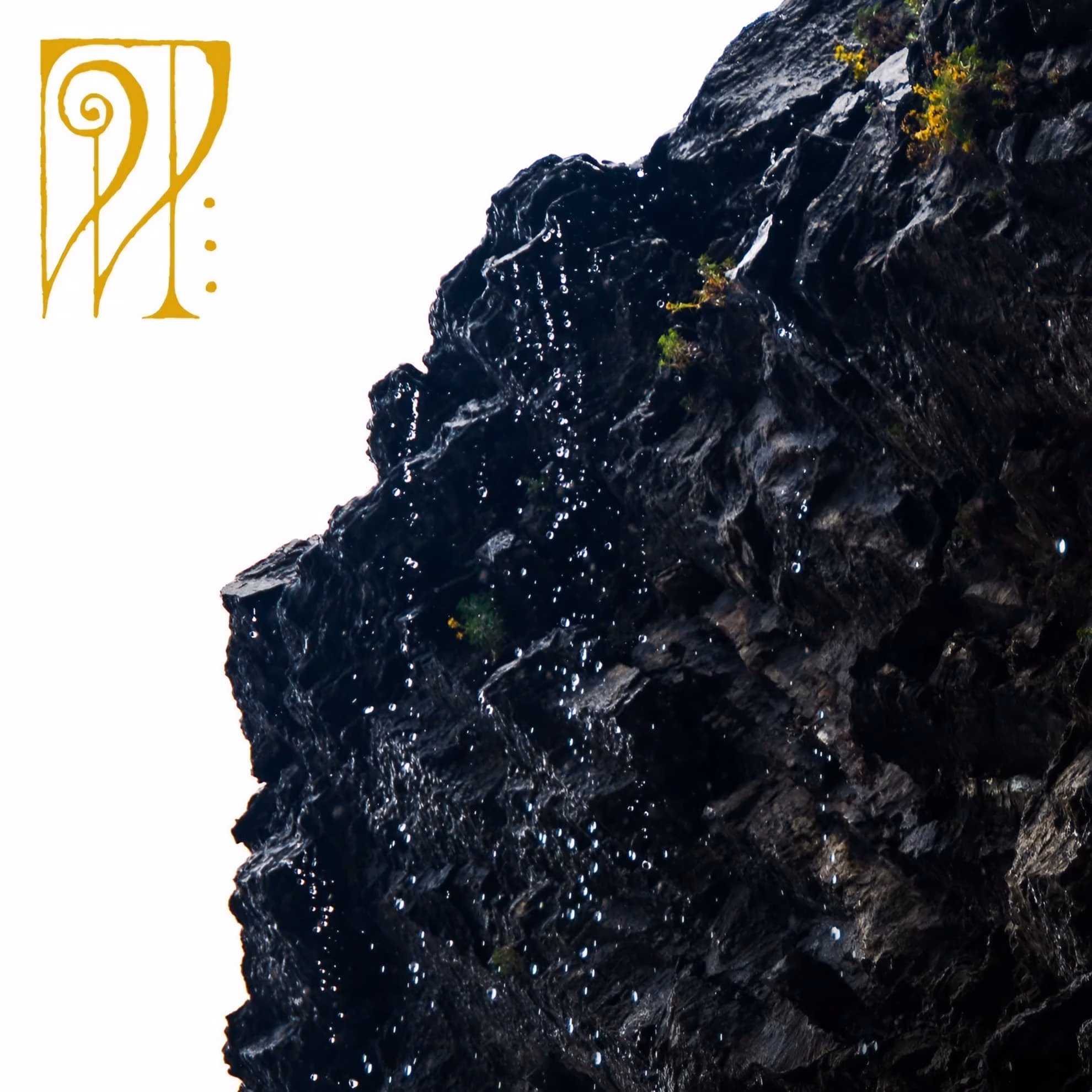 Death. Void. Terror., ‘To the Great Monolith 2.5’ cover: wet black rock face with a gold spiral emblem, top left.