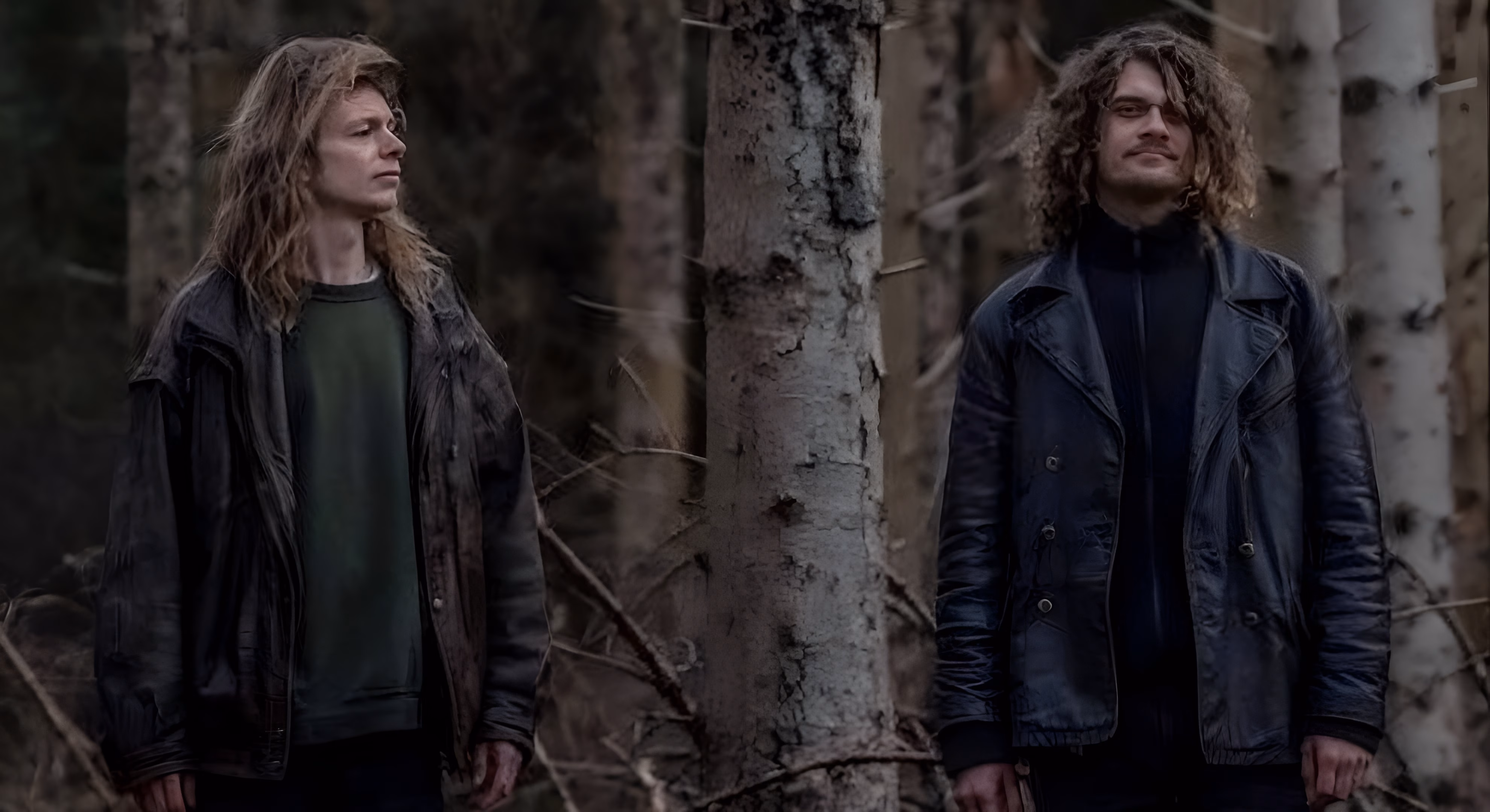 Bob Mollema and Mink Koops of Fluisteraars pictured in a wooded setting, 2025.