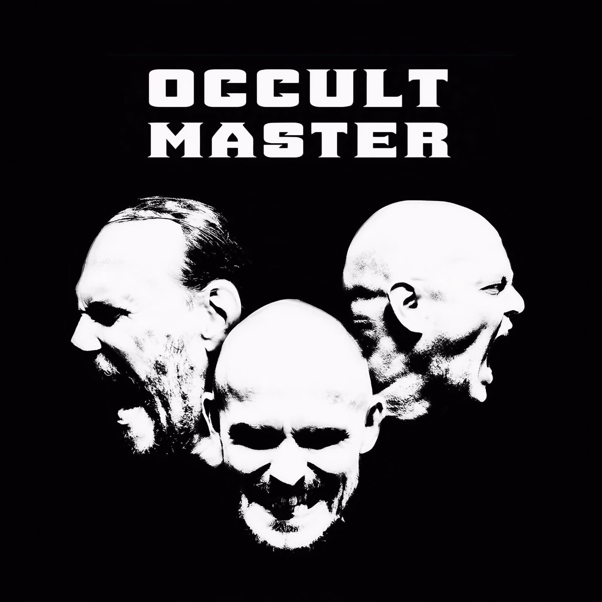 Occult Master, ‘Occult Master’ (2026): black-and-white cover with the band’s wordmark above three overlapping portrait busts.
