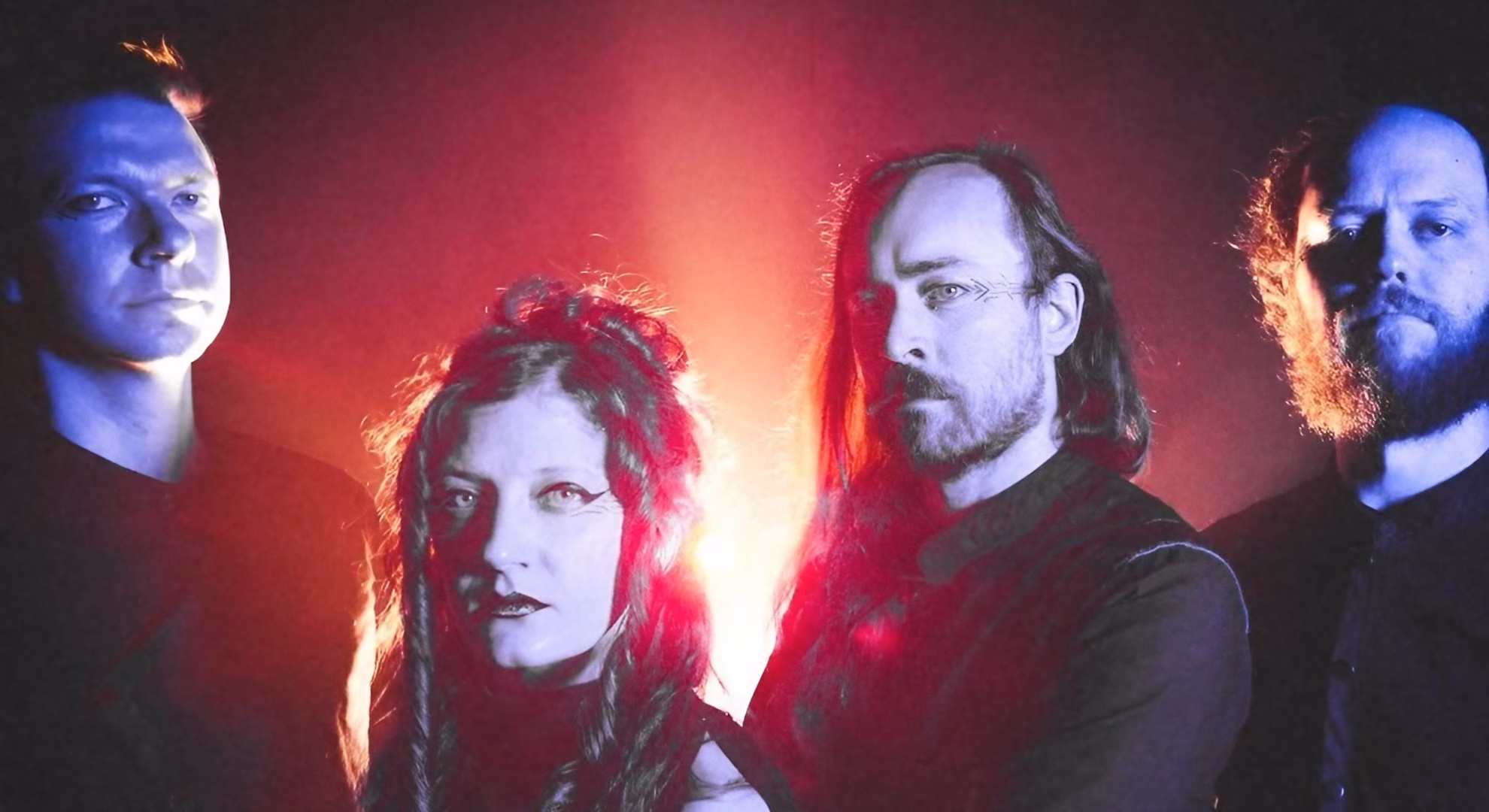 Dreadnought Step Into ‘Wars of Spirit // Wards of Light’ Dreadnought’s four members appear together in a red-and-blue duotone band portrait.