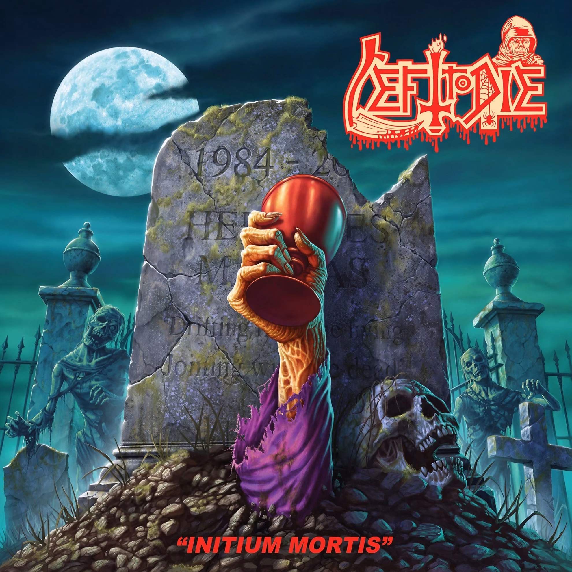 Left to Die Returns to Medellín’s Green Club in September Illustrated cover art for ‘Initium Mortis’ by Left to Die, showing a skeletal hand rising from a grave.