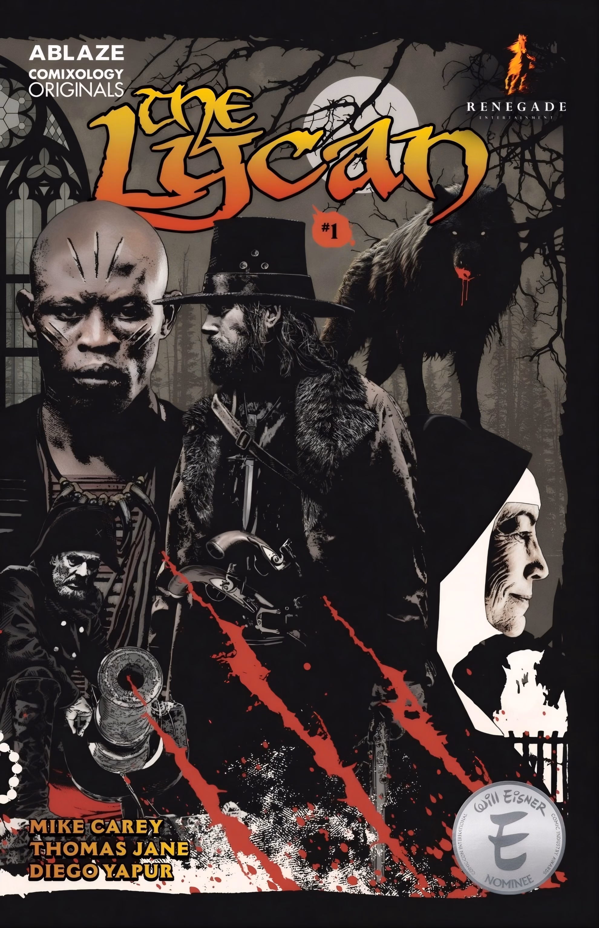 Mike Carey Turns Hunters Into Prey in ‘The Lycan’ ‘The Lycan’ #1 by Mike Carey, Thomas Jane, and Diego Yapur, with hunters, a nun, and a wolf under a full moon.